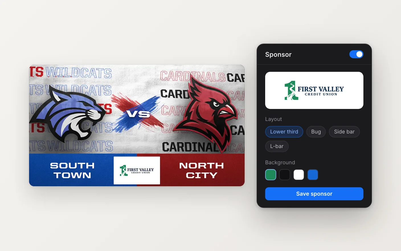 Setting up a corporate partner's sponsor placement